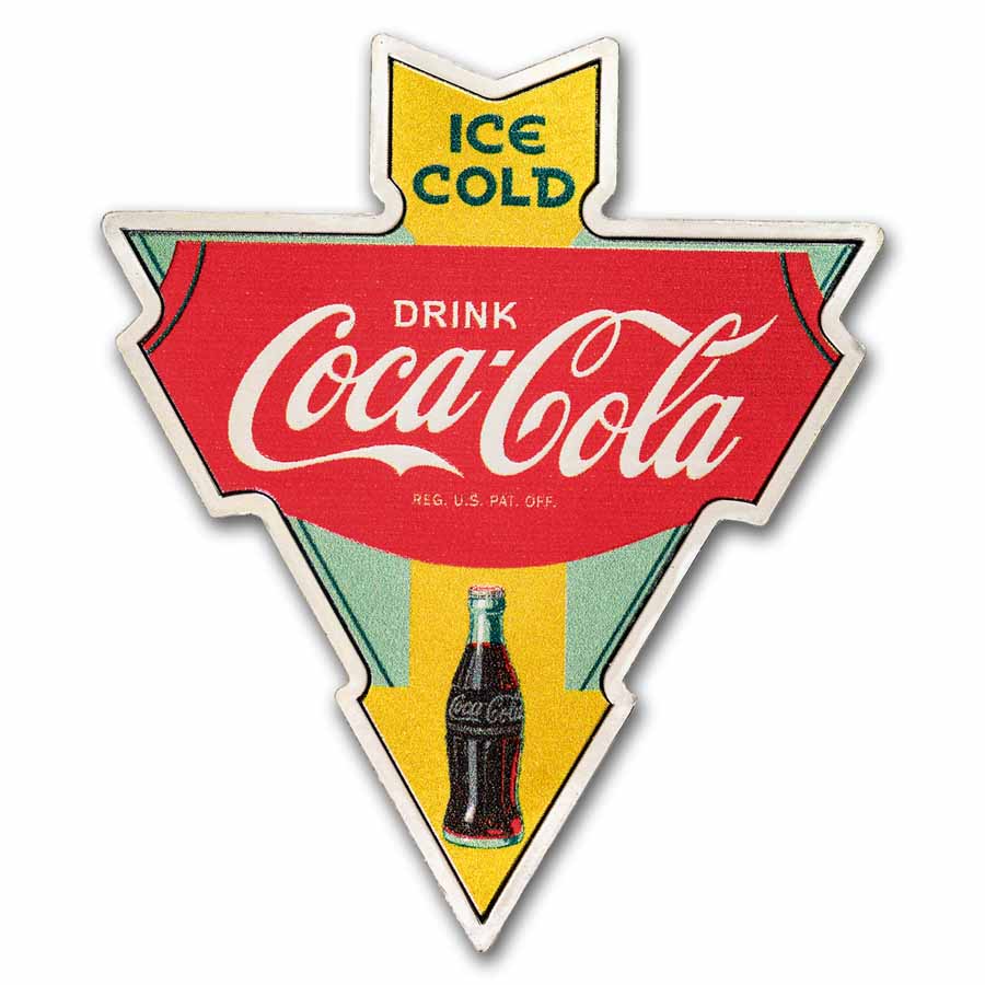 Coca-Cola® Vintage 1 oz Silver Colorized Shaped Sign w/ Box & COA